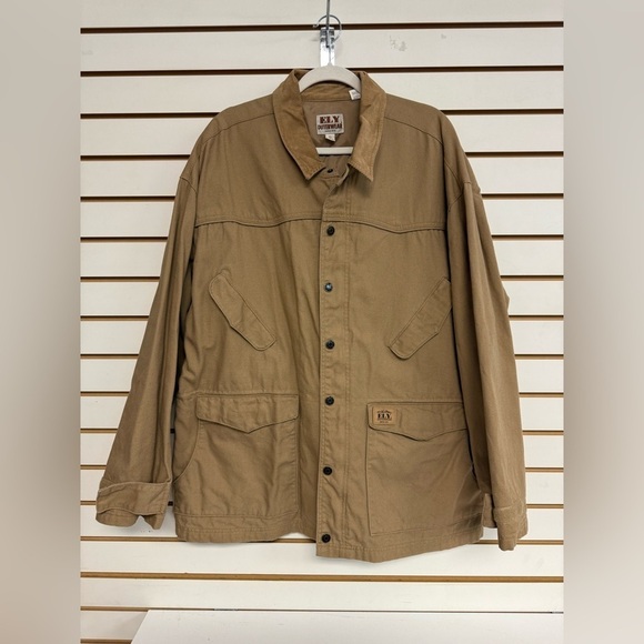 Ely Cattleman‎ Coat Jacket Mens XL Canvas Chore Lined Barn Brown Outerwear Work - Picture 1 of 16